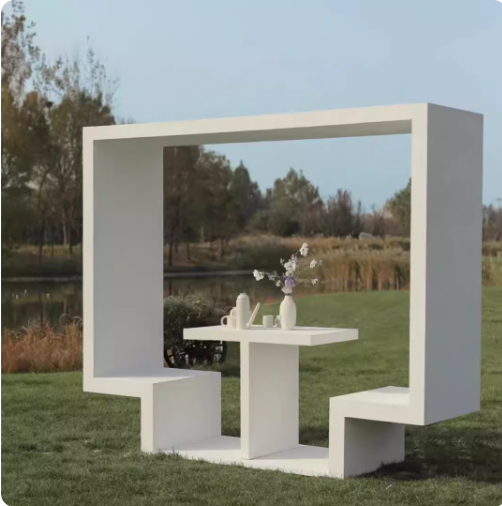 Outdoor frame seat decorative sculpture, large-sized for garden lawn, featuring a simple and modern custom design.