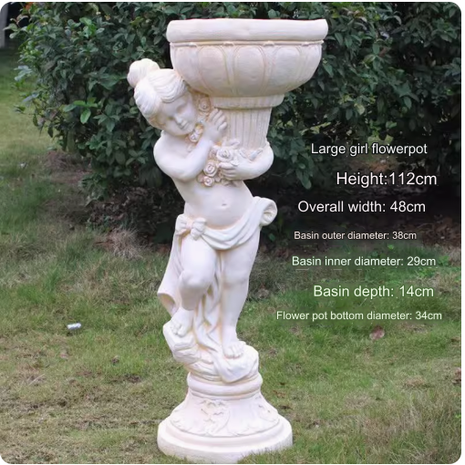 European-style villa balcony landscaping sculpture outdoor creative decoration succulent greenery relief small angel flower pot.