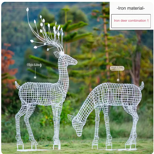 This stainless steel hollow-out sculpture features a graceful deer amidst blooming dandelions, adding a touch of elegance to any outdoor space.