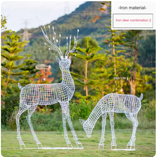 This stainless steel hollow-out sculpture features a graceful deer amidst blooming dandelions, adding a touch of elegance to any outdoor space.