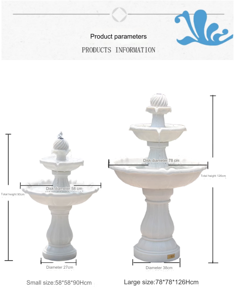 A European-style garden fountain villa decoration, featuring solar-powered circulating water, ideal for outdoor pools and courtyard landscaping, creating a serene ambiance and serving as a wishing well.