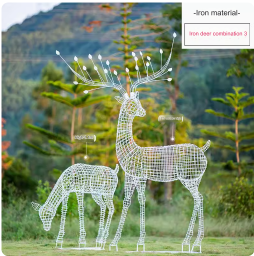 This stainless steel hollow-out sculpture features a graceful deer amidst blooming dandelions, adding a touch of elegance to any outdoor space.