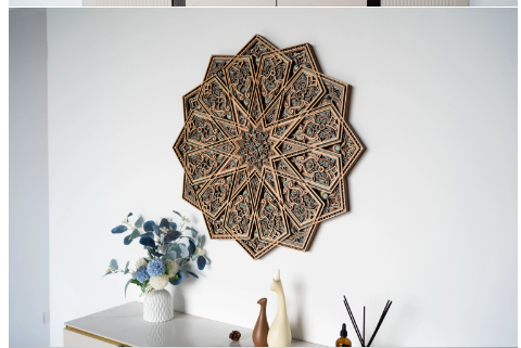 Creative staircase wood carving hanging painting, a modern and simple decoration for the living room sofa background wall.