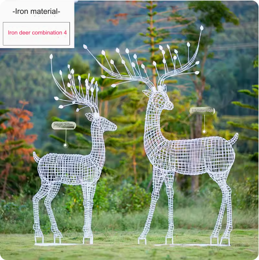 This stainless steel hollow-out sculpture features a graceful deer amidst blooming dandelions, adding a touch of elegance to any outdoor space.