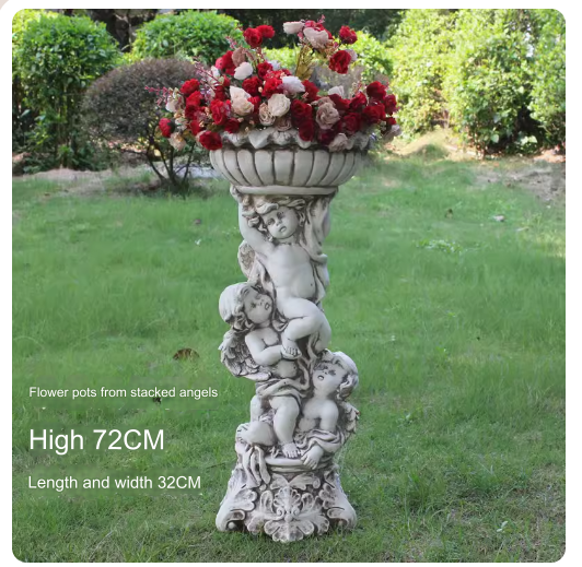 European-style villa balcony landscaping sculpture outdoor creative decoration succulent greenery relief small angel flower pot.