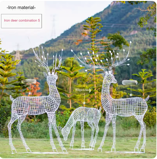 This stainless steel hollow-out sculpture features a graceful deer amidst blooming dandelions, adding a touch of elegance to any outdoor space.