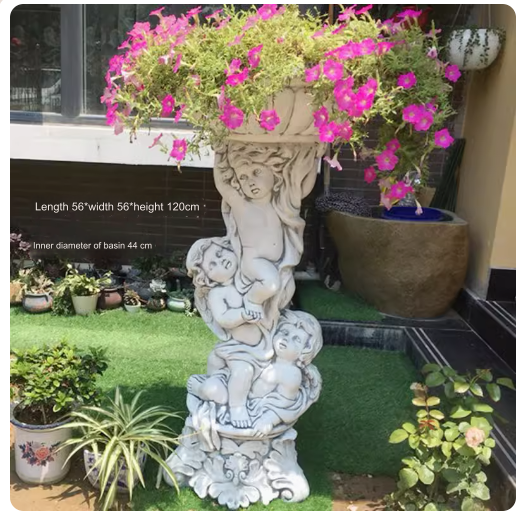 European-style villa balcony landscaping sculpture outdoor creative decoration succulent greenery relief small angel flower pot.