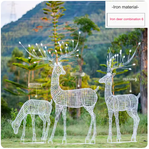 This stainless steel hollow-out sculpture features a graceful deer amidst blooming dandelions, adding a touch of elegance to any outdoor space.