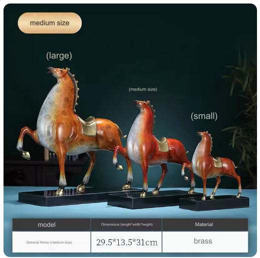 Solid bronze horse sculpture, suitable for decorating offices and living rooms.