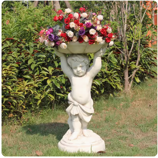 European-style villa balcony landscaping sculpture outdoor creative decoration succulent greenery relief small angel flower pot.