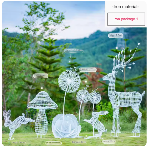 This stainless steel hollow-out sculpture features a graceful deer amidst blooming dandelions, adding a touch of elegance to any outdoor space.