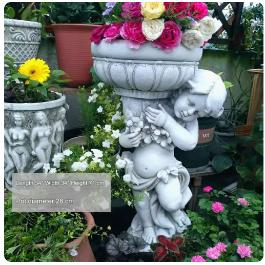 European-style villa balcony landscaping sculpture outdoor creative decoration succulent greenery relief small angel flower pot.