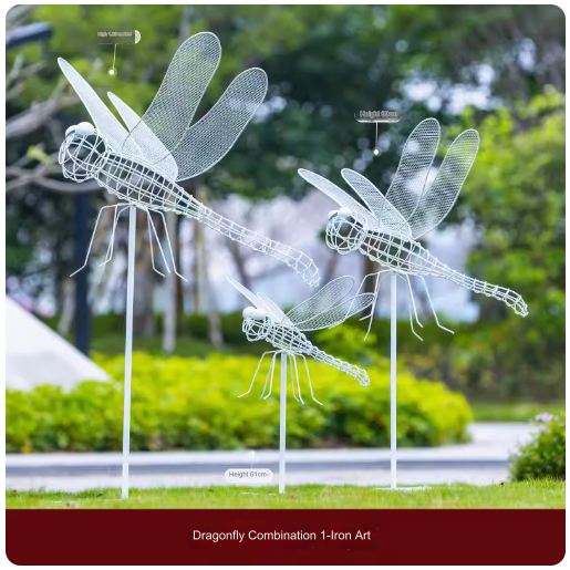 Outdoor Garden Landscape Iron Art Stainless Steel Butterfly, Dandelion, Plum Blossom, Deer, Rabbit Sculpture Animal Large Ornament.