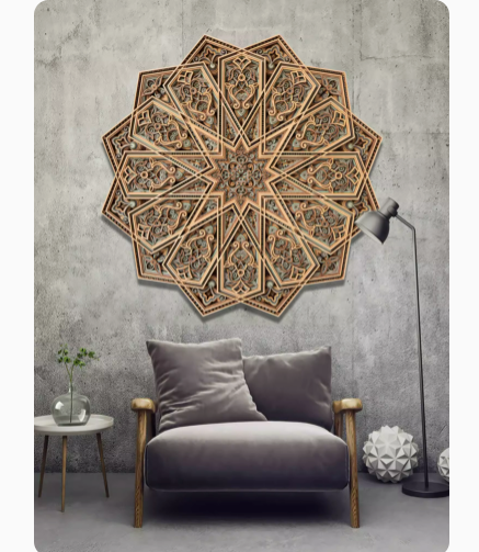 Creative staircase wood carving hanging painting, a modern and simple decoration for the living room sofa background wall.