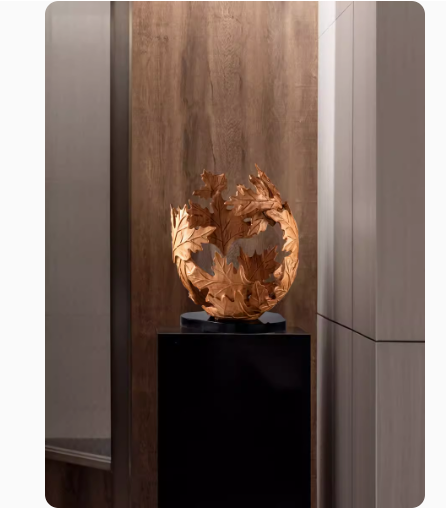 Creative Abstract Hollow-out Wood Carving Craft Decor: Sculpture Art Piece for Foyer