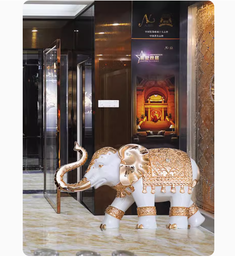 Large-sized elephant ornament, European-style home floor decoration.