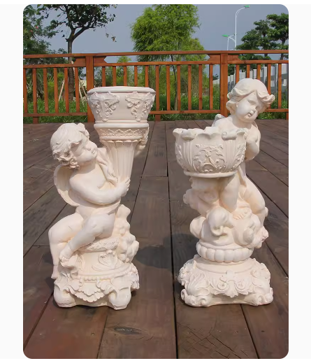 European-style villa balcony landscaping sculpture outdoor creative decoration succulent greenery relief small angel flower pot.