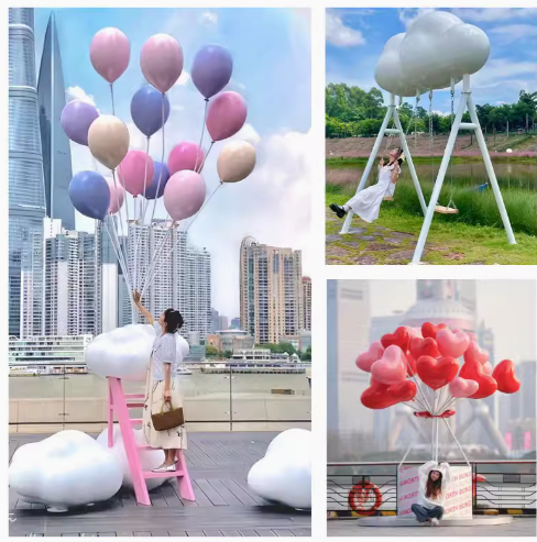 Romantic proposal balloon cloud seat sculpture large ornament.