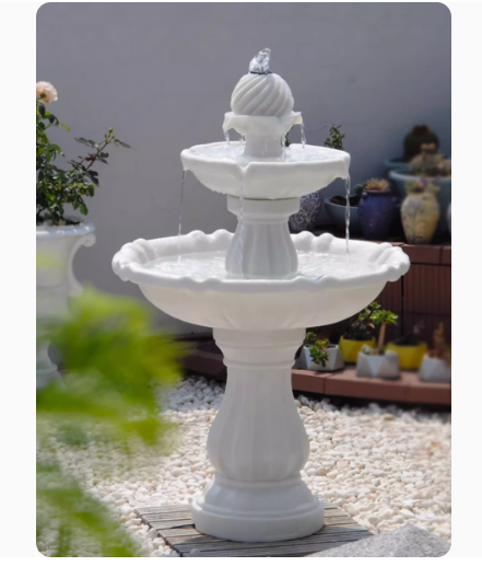 A European-style garden fountain villa decoration, featuring solar-powered circulating water, ideal for outdoor pools and courtyard landscaping, creating a serene ambiance and serving as a wishing well.