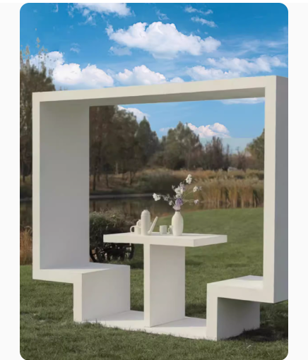 Outdoor frame seat decorative sculpture, large-sized for garden lawn, featuring a simple and modern custom design.