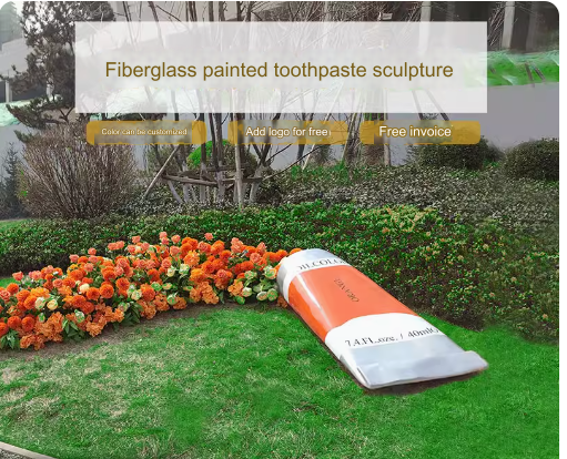 Fiberglass toothpaste sculpture for outdoor garden, courtyard, landscape lawn decoration and landscaping.