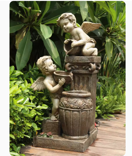 European-style angel fountain landscape outdoor water feature for entrance gardens, courtyard decoration, and landscaping.