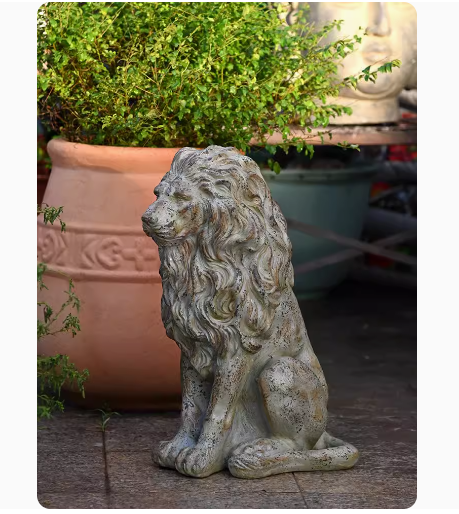 A large lion sculpture for the garden, evoking a sense of European vintage garden artistry.