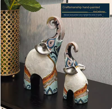 An opulent yet modern European-style piece, this decorative elephant brings an air of luxury to any space, whether it's placed in the living room, beside a drinks cabinet, or in the foyer. Its presence adds an artistic touch to the surrounding