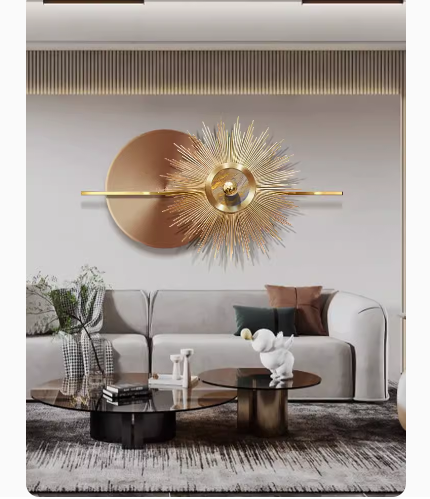 Three-dimensional living room decorative painting for sofa background wall, conveying a sense of luxury with metal hanging art, featuring a simple yet elegant American-style dining room wall painting.