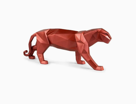 Elegant Japanese Origami Leopard Porcelain Figurine: Sophisticated Luxury Décor Piece