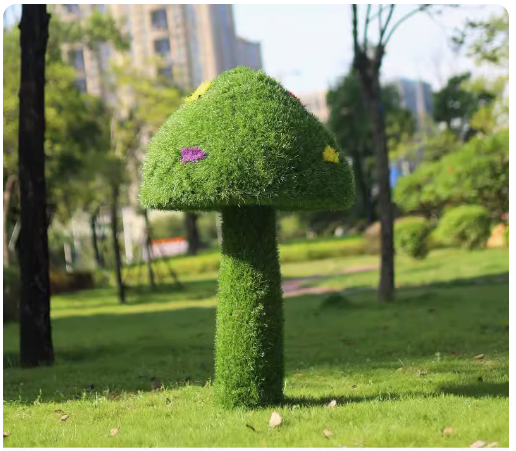 "Outdoor Garden Landscape: Simulated Green Snail Glass Fiber Sculpture Grass Mat Mushroom Rabbit Ornament Decoration"