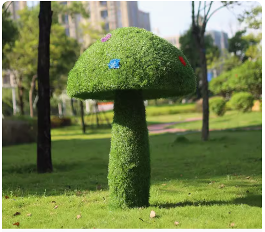 "Outdoor Garden Landscape: Simulated Green Snail Glass Fiber Sculpture Grass Mat Mushroom Rabbit Ornament Decoration"