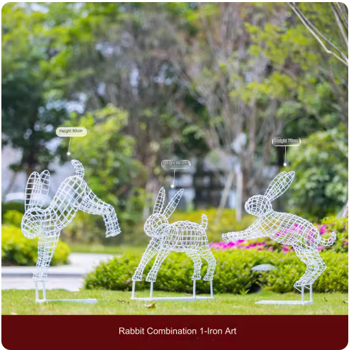 Outdoor Garden Landscape Iron Art Stainless Steel Butterfly, Dandelion, Plum Blossom, Deer, Rabbit Sculpture Animal Large Ornament.