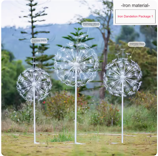 This stainless steel hollow-out sculpture features a graceful deer amidst blooming dandelions, adding a touch of elegance to any outdoor space.