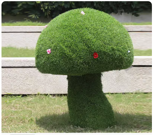 "Outdoor Garden Landscape: Simulated Green Snail Glass Fiber Sculpture Grass Mat Mushroom Rabbit Ornament Decoration"