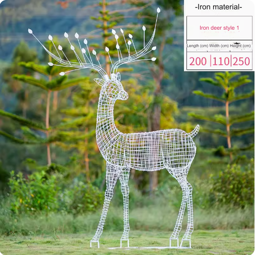 This stainless steel hollow-out sculpture features a graceful deer amidst blooming dandelions, adding a touch of elegance to any outdoor space.