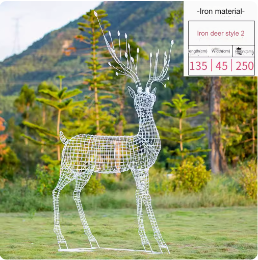 This stainless steel hollow-out sculpture features a graceful deer amidst blooming dandelions, adding a touch of elegance to any outdoor space.