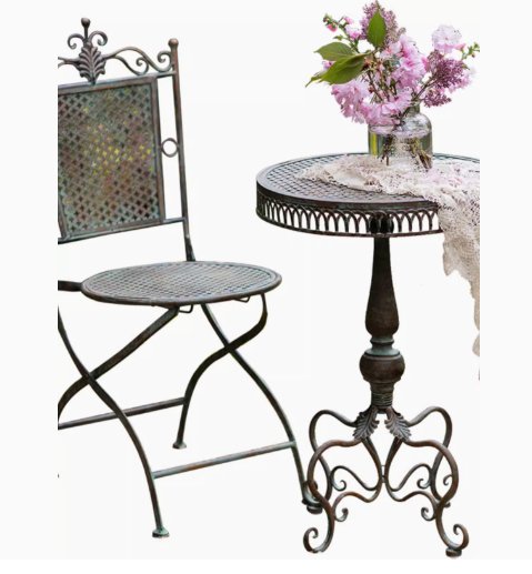 European Retro Iron Courtyard Table and Chairs, crafted from wrought iron, ideal for a cozy garden or terrace. This set is perfect for leisure and relaxation, creating a charming outdoor ambiance.