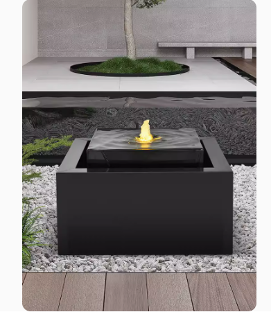 A contemporary and minimalist water feature, perfect for decorating hallways and courtyards. Crafted from stainless steel, it adds a modern touch to any space while providing a soothing water display.