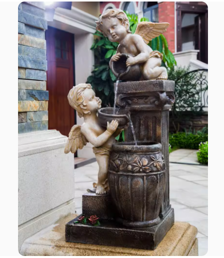 European-style angel fountain landscape outdoor water feature for entrance gardens, courtyard decoration, and landscaping.