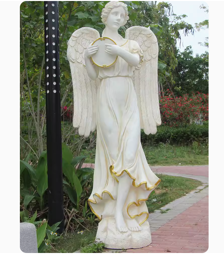 European-style figurine sculptures for garden and courtyard landscapes, large floor-standing outdoor angel decorative artworks.