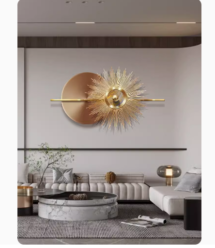 Three-dimensional living room decorative painting for sofa background wall, conveying a sense of luxury with metal hanging art, featuring a simple yet elegant American-style dining room wall painting.