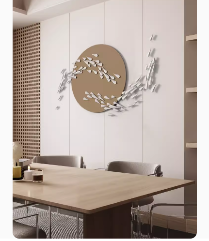 Wall-mounted iron artwork featuring modern simplicity and minimalist relief designs, adding a touch of luxury to entryways and hall spaces.