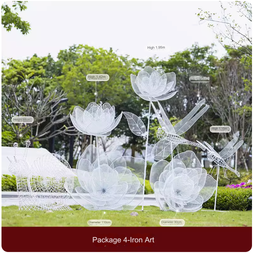 Outdoor Garden Landscape Iron Art Stainless Steel Butterfly, Dandelion, Plum Blossom, Deer, Rabbit Sculpture Animal Large Ornament.