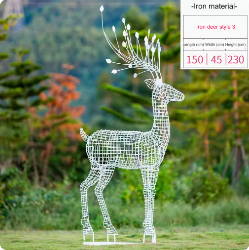 This stainless steel hollow-out sculpture features a graceful deer amidst blooming dandelions, adding a touch of elegance to any outdoor space.