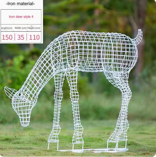 This stainless steel hollow-out sculpture features a graceful deer amidst blooming dandelions, adding a touch of elegance to any outdoor space.