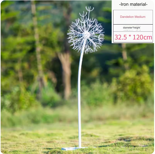 This stainless steel hollow-out sculpture features a graceful deer amidst blooming dandelions, adding a touch of elegance to any outdoor space.