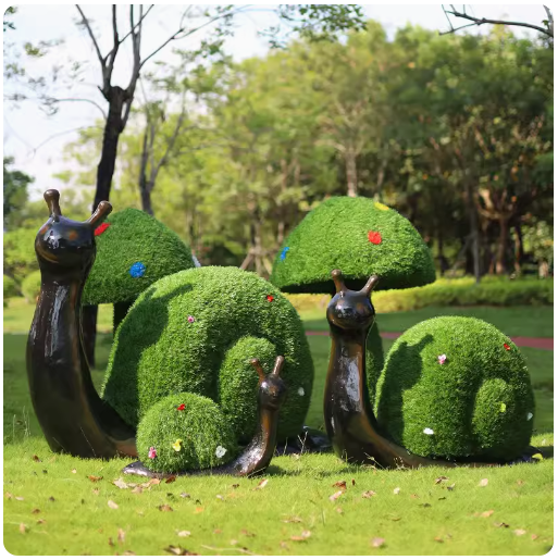 "Outdoor Garden Landscape: Simulated Green Snail Glass Fiber Sculpture Grass Mat Mushroom Rabbit Ornament Decoration"