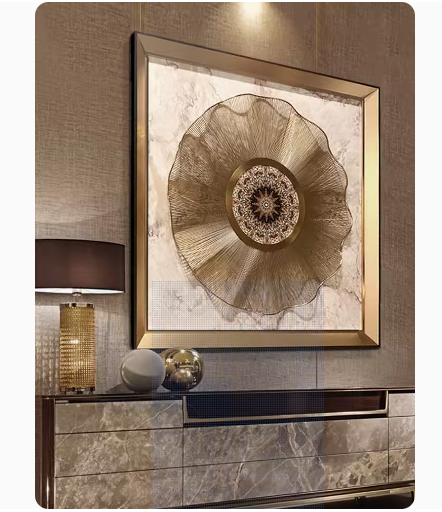 Luxurious entrance hall decoration painting with a modern American style for the living room and dining room, featuring a three-dimensional high-end hanging painting.