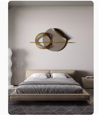 Italian-style, luxurious wall decor ornament featuring three-dimensional metal design with integrated lighting.